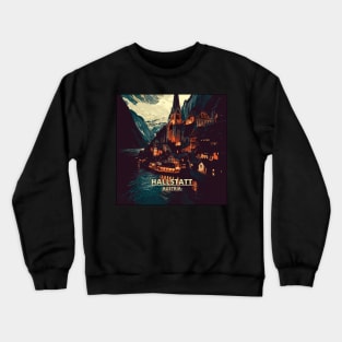 Hallstatt, Austria night alps mountains Crewneck Sweatshirt